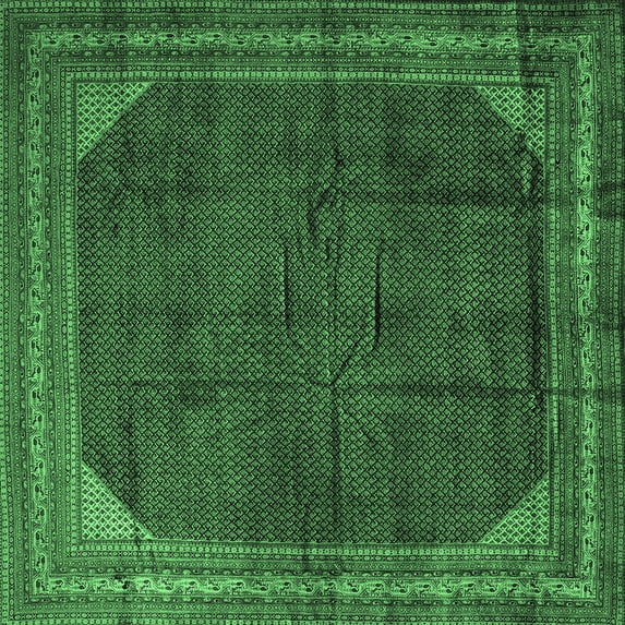 Ahgly Company Indoor Square Persian Emerald Green Traditional Area Rugs, 8' Square