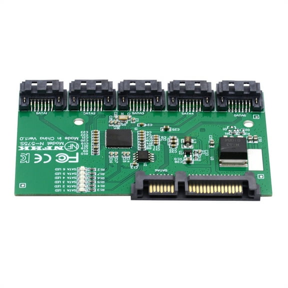 FVH SATA 3.0 6Gbps 1 to 5 Splitter Ports HUB Adapter Converter PM Multiplier Port Selector JMB575