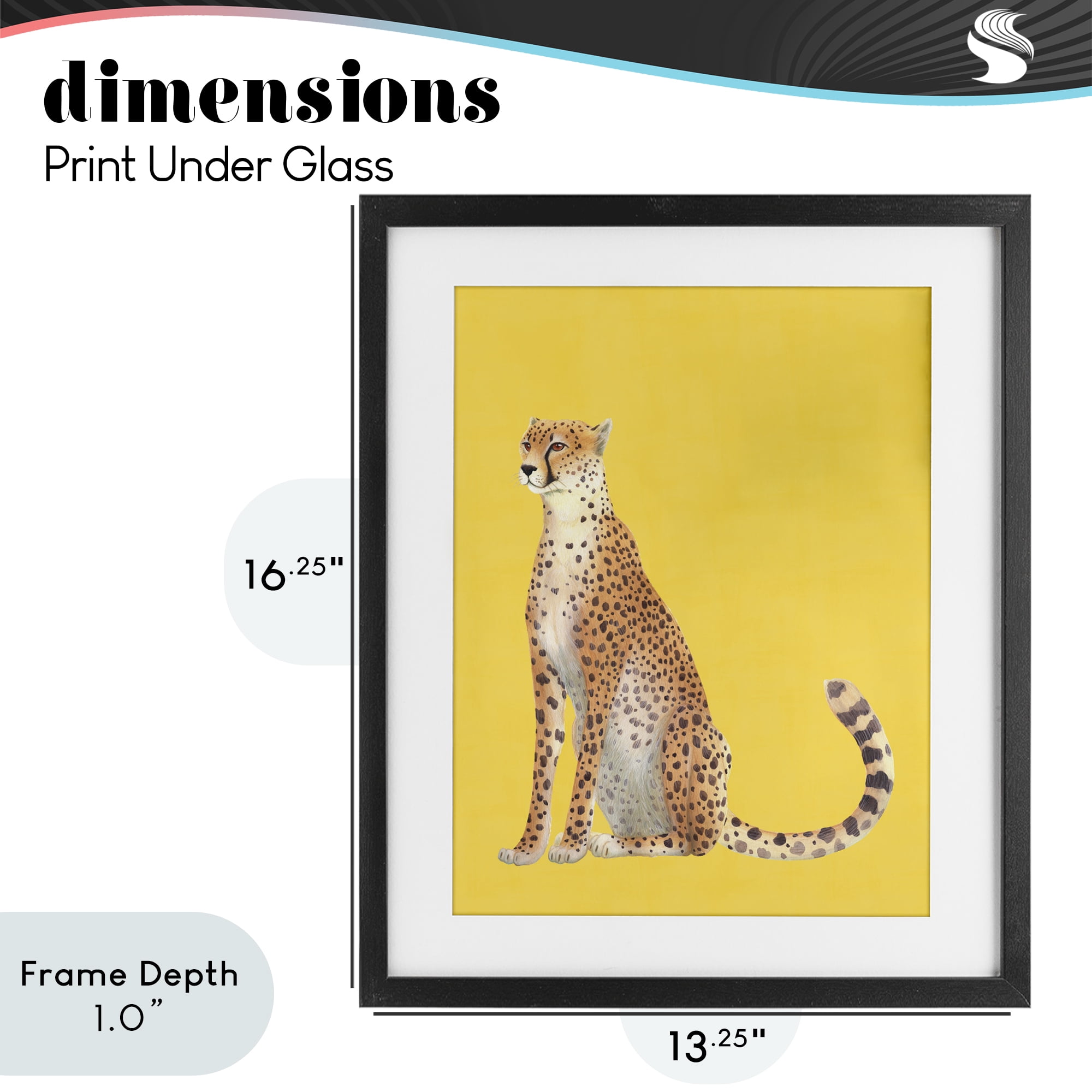 Stupell Industries Cheetah on Vibrant Yellow Black Framed Print Under Glass, design by Karolina Sato