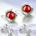 thumbnail image 3 of Yesbay Flower 925 Sterling Silver Ear Studs Rhinestone Ball Earrings Wedding Jewelry,Earrings, 3 of 7