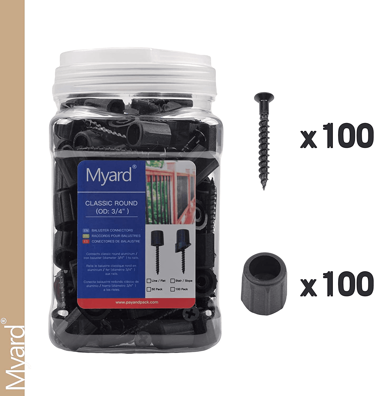 Buy Myard Baluster Connectors with Screws for Deck Handrail Railing Fencing (Qty 100 for 50