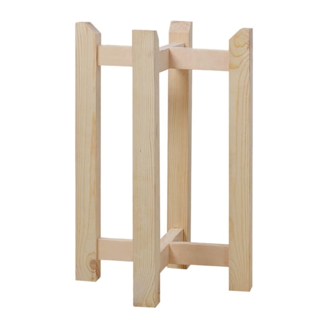 Soporte para plantas de suelo, soporte para macetas de madera, fácil de usar, portátil, antideslizante y estable. Doble capa beige