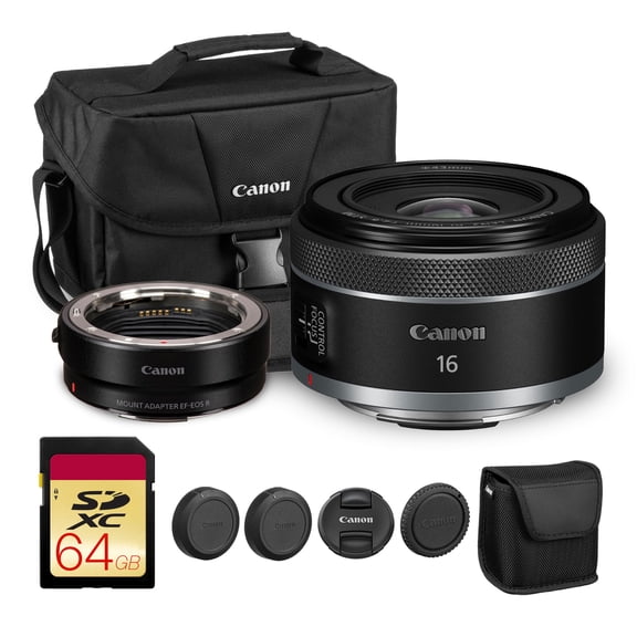 Canon RF 16mm f/2.8 STM Lens (5051C002)   EF-EOS R Adapter   Bag   64GB Card