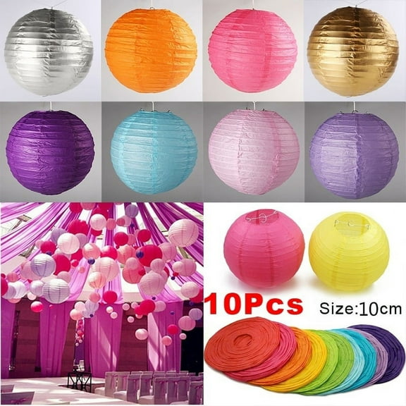 60/50/40/30/20/10Pcs 10cm Round Chinese Paper Lanterns Wedding Birthday Party Decor Art Crafts Decoration White Paper Lantern Hanging Lantern