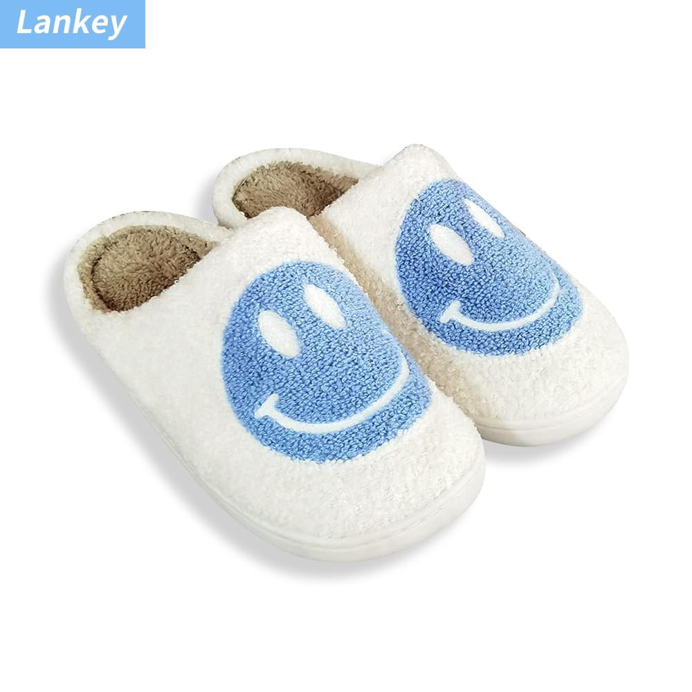 Smiley Face Slippers for Women Men, Anti-Slip Soft Comfy Indoor Slippers, US 10-11 (43-44) -