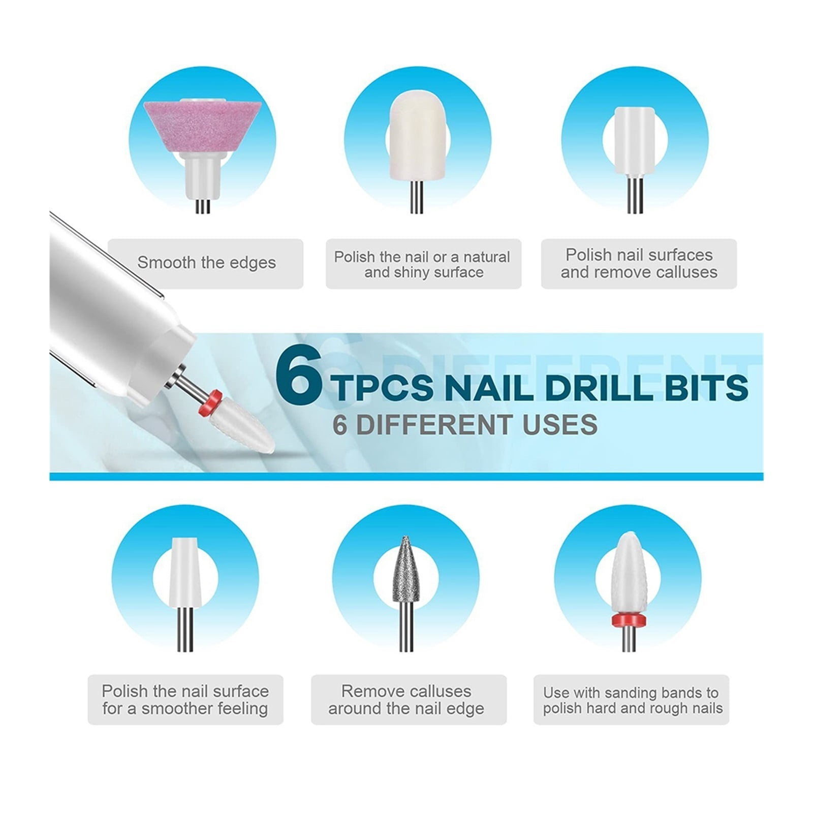 Portable Nail Drill Machine, Professional Electric Nail Drill Sander, Manicure Milling Cutter Set, Gel Polish Remover Manicure Sets ,Lightweight and Portable