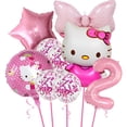 thumbnail image 5 of Juego de 9 globos de Hello Kitty de Sanrio con dibujos de gatos, globos de aluminio con números de 32 pulgadas para decoración de fiestas de cumpleaños de niñas, suministros para baby shower, 5 of 5