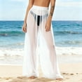 thumbnail image 2 of Women's Pants,Women See Through Sheer Mesh Pants Beach Swimsuit Bikini Bottom Cover up Party Club Elastic High Waist Wide Leg Pants, 2 of 7