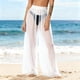 thumbnail image 1 of Pantalones de playa de gasa ligeros con protección solar para mujer, pantalones anchos de color liso, blusa para mujer, 1 of 7