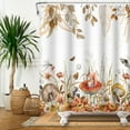 thumbnail image 4 of MIZHONA Rustic Mushroom Shower Curtain,Botanical Leaves Bathroom Shower Curtain with Hooks,72Wx72L, 4 of 5