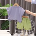 thumbnail image 3 of Summer New Boys' Cartoon Round Neck Batshirt Short Sleeve Set Baby Casual Shorts Two Piece Set, 3 of 5
