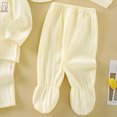 thumbnail image 6 of CAUYDY Newborn Girl Coming Home Outfits Infant Boy Clothes Preemie Layette Long Sleeved Shirt Warm Hat 2Pants Bib 5 Pieces Soft Set for Unisex Baby Fall Sizes One Size,Yellow, 6 of 6