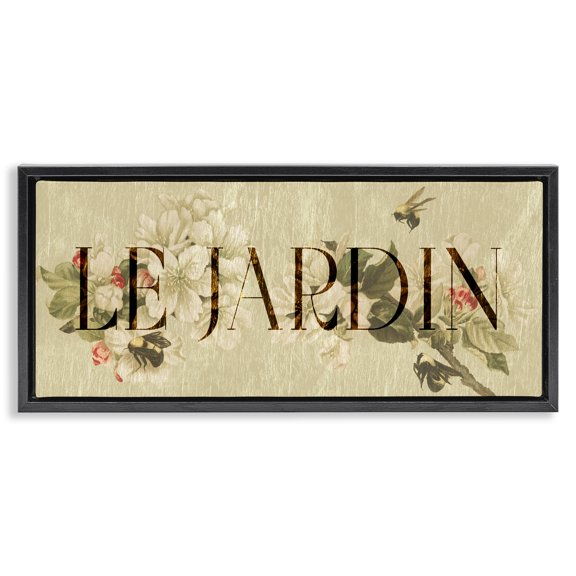 Stupell Industries French Garden Vintage Black Framed Floater Canvas Wall Art design by Lil' Rue, 11 x 25
