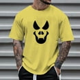 thumbnail image 2 of TSADFHJI Mens Workout Tank Tops Fall Men's Print Theme Shirt Printed Solid Color Short Sleeve Tops S Yellow, 2 of 4