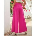 thumbnail image 3 of SWSMCLT Women's Palazzo Pants Baggy Lounge Ankle Spandex Pleated Thin Casual Pants Trousers Lightweight Rose 4-6, 3 of 3
