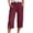 Wine, variant on Yievot Womens Capri Pants Summer Elastic Waist Casual Pants Side Slit Drawstring Beach Capris with Pockets