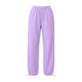 thumbnail image 5 of CFLVAEK Sweatpants for Women Plus Size Elastic Waist Workout Pants Solid Color Wide Leg Basic Sweat Pant with Pockets Purple L, 5 of 7