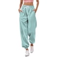 thumbnail image 1 of Eashery Women's Casual Linen Pants Light Baggy Jogger Relaxed Drawstring Elastic Waist Long Straight Pants Work Pants for Women (Solid Color,Mint Green,XXL), 1 of 3