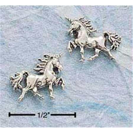 Sterling Silver Mini Trotting Unicorn Earrings On Posts