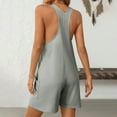 thumbnail image 6 of Amvlyk Jumpsuits for Women Summer Sleeveless Wide Shoulder Straps Short Rompers Comfortable Suspender Shorts Casual Solid Color Overalls Pants with Pockets for Trendy Beach Vacation Outfits, 6 of 9