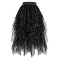 thumbnail image 2 of vigerkar Sequin Tulle Skirts for Women Long Sequin Skirt Tutu High Low Skirt Sparkly Layered Elastic Waist A-Line Skirt Black, S, 2 of 4