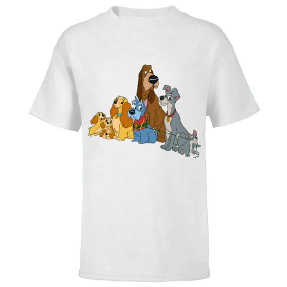 Disney Lady and the Tramp Dogs - Short Sleeve T-Shirt for Kids -Customized-White