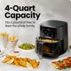 thumbnail image 3 of Chefman - Freidora de aire compacta de 4 cuartos de galón para comidas rápidas y fáciles, cuenta con tecnología Hi-Fry para ventanas extra crujientes, fáciles de ver, controles táctiles con 4, 3 of 5