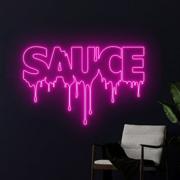 Handmadetneonsign Sauce Dripping Neon Sign, Sauce Food Wall Art Decor, Custom Text Wall Decor