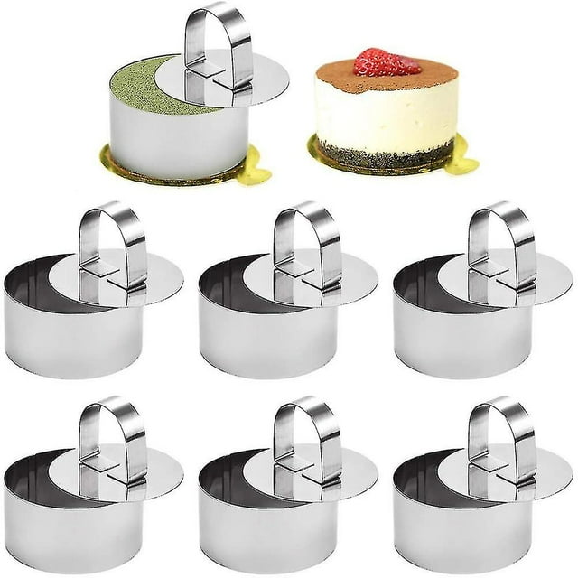 10/5/1 Uds Mini moldes para pasteles y galletas con placa de presión anillos para tartas y postres molde de acero inoxidable de 8x4cm para decoración de repostería y horneado