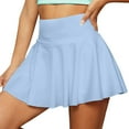 thumbnail image 2 of Xyxonk Mini Skirts for Women Flowy Tennis Short Skirt with Pockets Athletic Skorts Workout Skort Summer Pleated High Waisted Skirts Light Blue L, 2 of 5