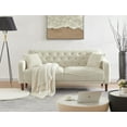 thumbnail image 2 of Teddy Velvet 2-Seater Sofa with 2 Pillows, Modern Loveseat Sofa with Tufted Buttons Desgin Backrest, Sturdy Wood Frame Sofa for Living Room, Apartment and Hotel, Beige, 2 of 7