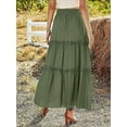 Roaso Women's High Waist Long Skirts Ruffle Causal Elastic A Line Maxi