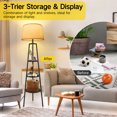 thumbnail image 5 of Outon Lampe de Sol Trépied avec Étagères, Lampe de Sol avec Étagère en Bois et 3 Températures de Couleur, Lampe sur Pied avec Abat-Jour en Lin pour Salon, Chambre, Bureau, Noir, 5 of 5