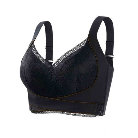 Cute Bralettes for Women Padded Bra Feature V-Neck Demi & Balconette Bra Style W-844 Hook and Eye Closure Sports Bras High Impact Black 3XL
