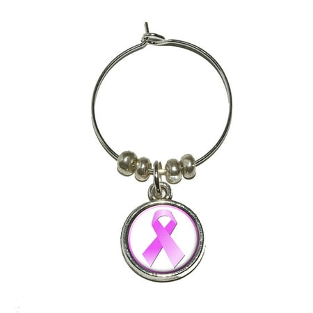 Breast Cancer Pink Ribbon Wine Glass Charm