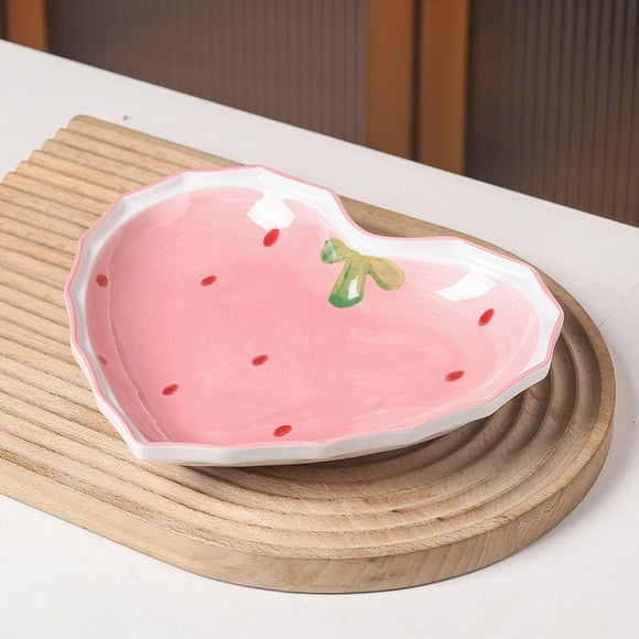 Juego de cuchara y plato con forma de cuenco de fresa Cuenco favorito de las niñas Ensaladera Postre Utensilios para el hogar