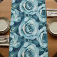 thumbnail image 5 of Tel Blue Roses 108 Inch Table Runner, Spring Watercolor Botanical Farmhouse Dresser Scarf Cotton & Linen Tablerunner for Dining/Kitchen Island/Holiday Party Décor 13" x 108", 5 of 9