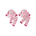 thumbnail image 2 of RUINIXCW Toddler Baby Girl Christmas Silk Satin Pajama Set Little Girls Xmas PJS Fall Winter Sleepwear Santa Button Down Long Sleeve Shirt Pants Set, 2 of 10