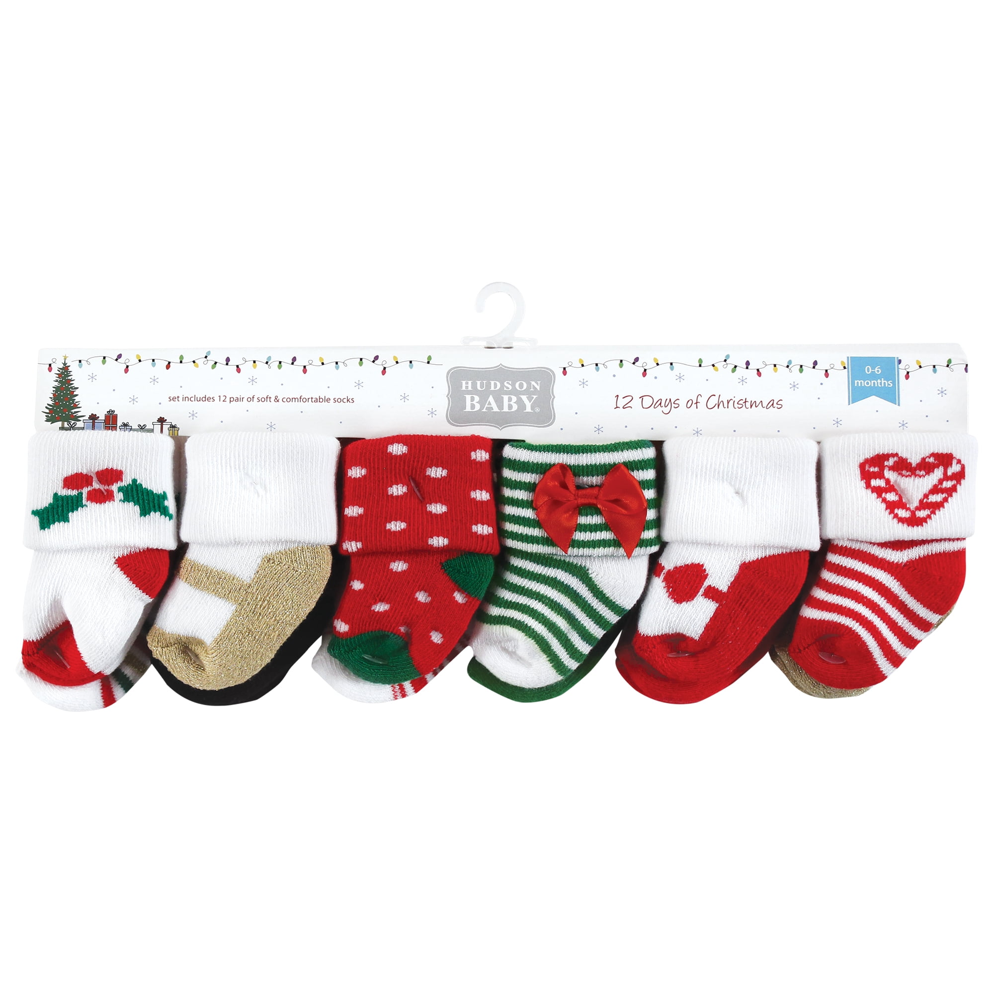 最も完璧な Hudson Baby Cotton Rich Baby Terry Socks 24-Pack, 12 Days Of ベビー