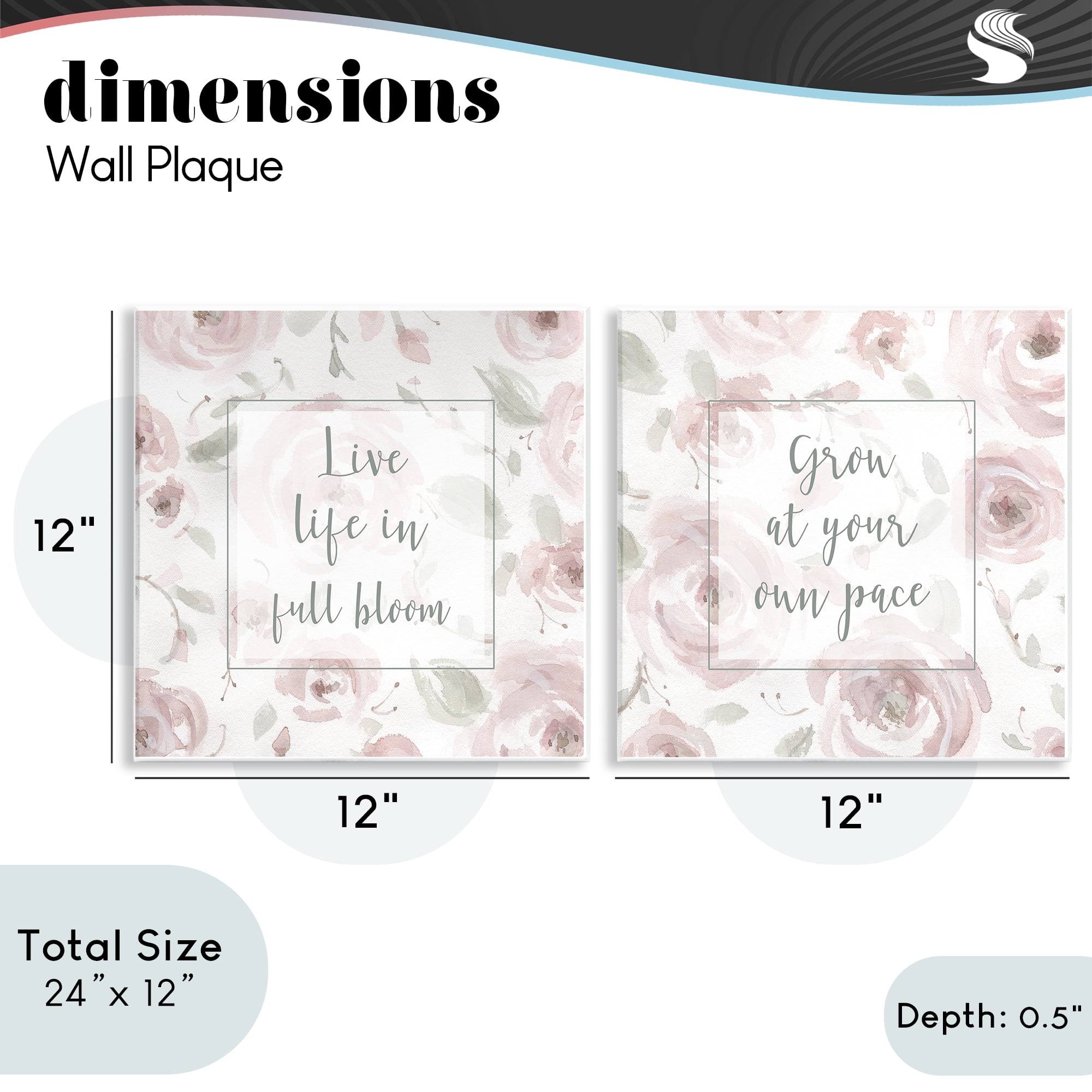 Stupell Industries Full Bloom at Your Pace Florals 2 Piece Wall Plaque Art Set, design by Carol Robinson