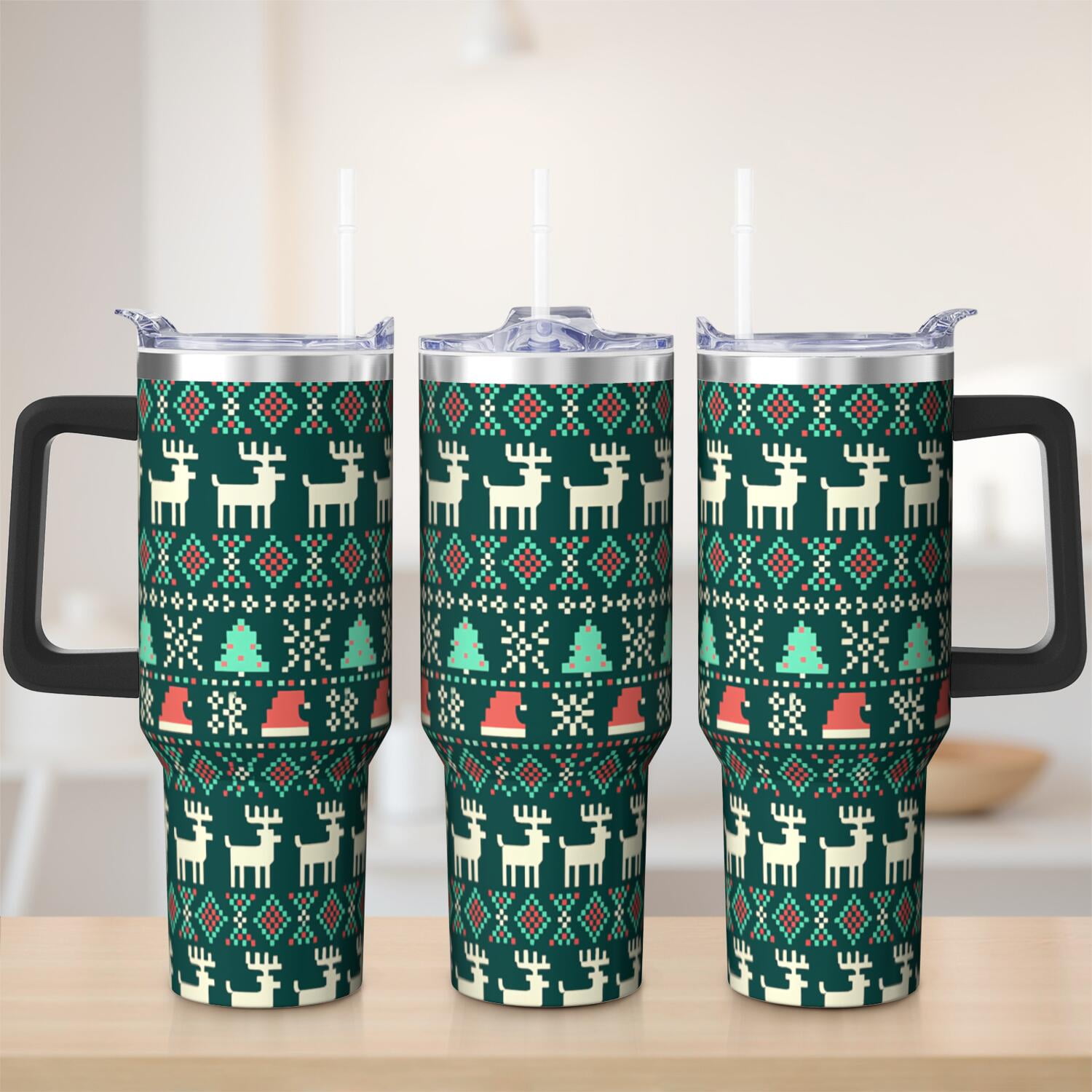 1pc 40 oz Christmas Tumbler with Lid and Straw Stainless steel Insulated tumblers Cute water bottle Travel/Gym coffee tumbler Gifts for Women/men
