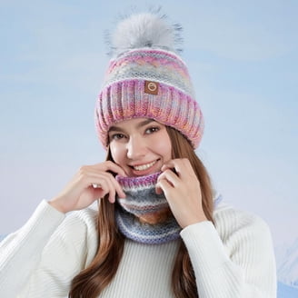 2 Packs Newbee Fashion - Women Winter Faux Fur Pom Pom 