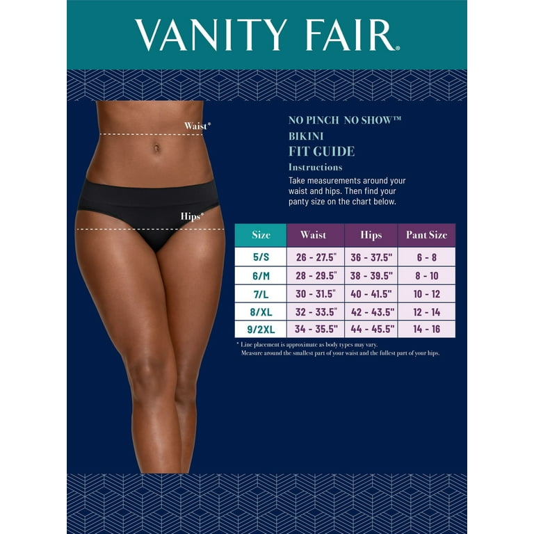Vanity Fair Women's No Pinch No Show Seamless Bikini Underwear, 3 Pack