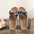 thumbnail image 6 of mtvxesu Women Bowknot Flax Linen Flip Flops Casual Beach Sandals Slip-On Slippers Lightweight Comfortable Non-slip Outdoor Shoes for Wedding Party Leisure Size 35-40, 6 of 9