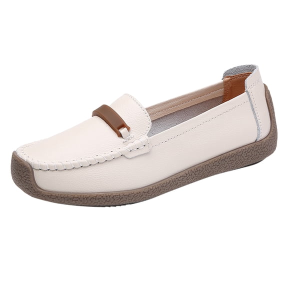 Sngxgn Women's Flat Shoes Soft Sole Comfort Ballet Flats Casual Walking Shoes Flats Single Shoes(Beige,37)