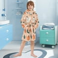 thumbnail image 5 of FORMRS Niños Bathrobe Unisex Hooded Robe Soft Plush Pajamas Sleepwear, Size 2-3T, Pink Fall Coffee, 5 of 7