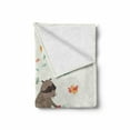 thumbnail image 2 of Cartoon Soft Flannel Fleece Blanket, Happy Raccoon Riding a Bicycle with Cat Balloons and Birds on Teardrop Background, Cozy Plush for Indoor and Outdoor Use, 50" x 60", Multicolor, by Ambesonne, 2 of 6