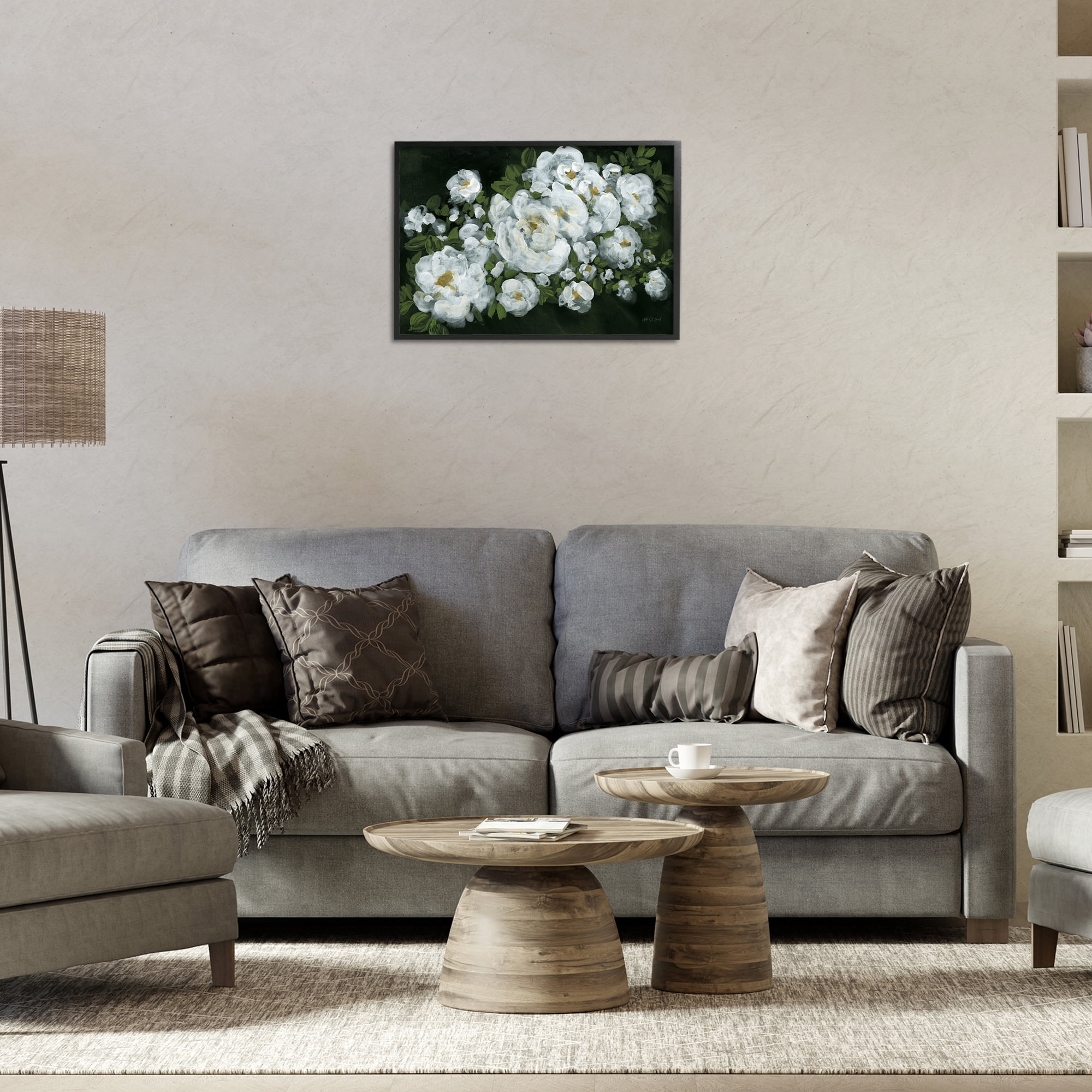 Stupell Industries Midnight Blooming Roses Botanical & Floral Painting Black Framed Art Print Wall Art, 24 x 16