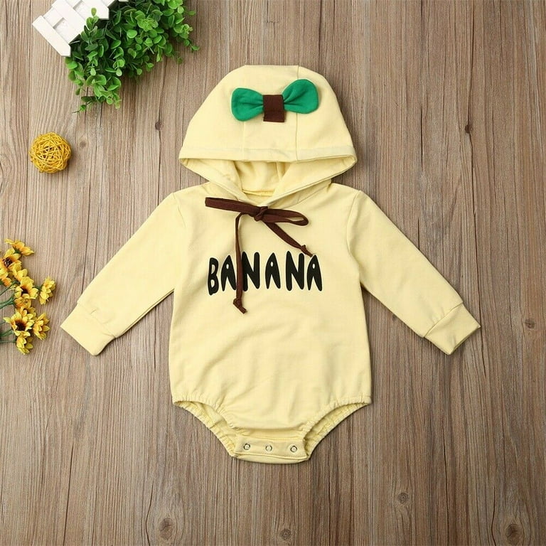 Blotona Newborn Baby Boy Girl Hoodie Bodysuit Winter Warm Banana