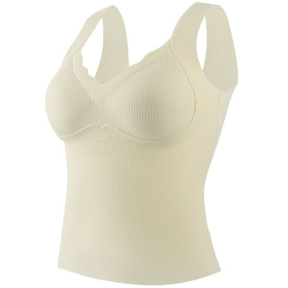 Jgppe Women's Thermal Underwear Tanks Tops Belly Hide Slimming Built in Chest Pad Warm Vest Shapewear